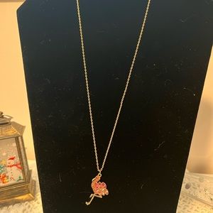 NEW Tropical Flamingo Rhinestone Necklace